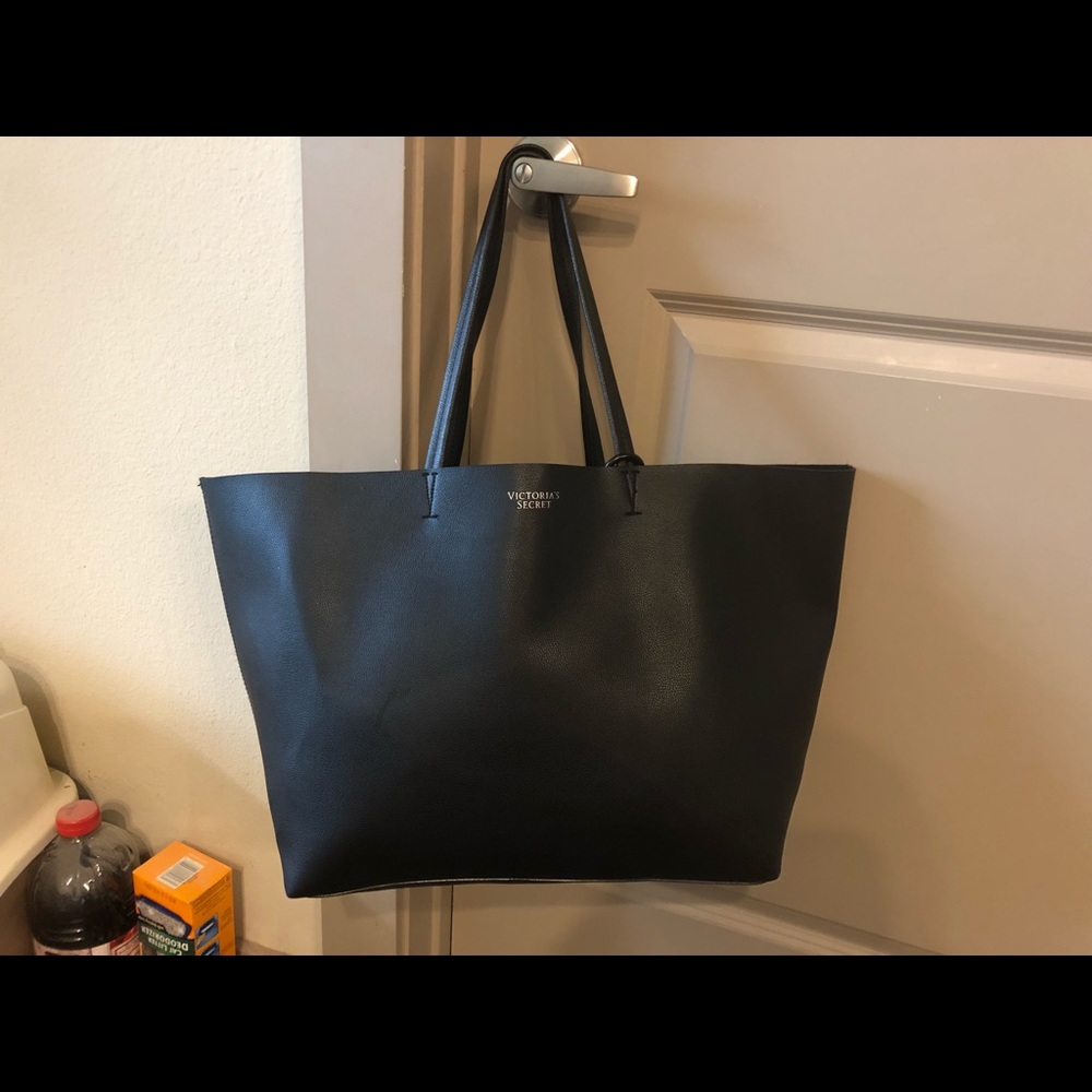 Victoria secret black faux leather tote for sell